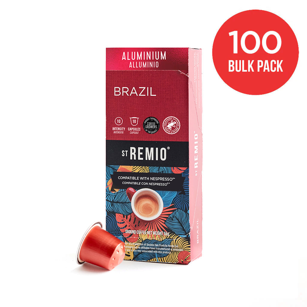 BRAZIL Nespresso Aluminium Capsules x 100 Pack St Remio Coffee